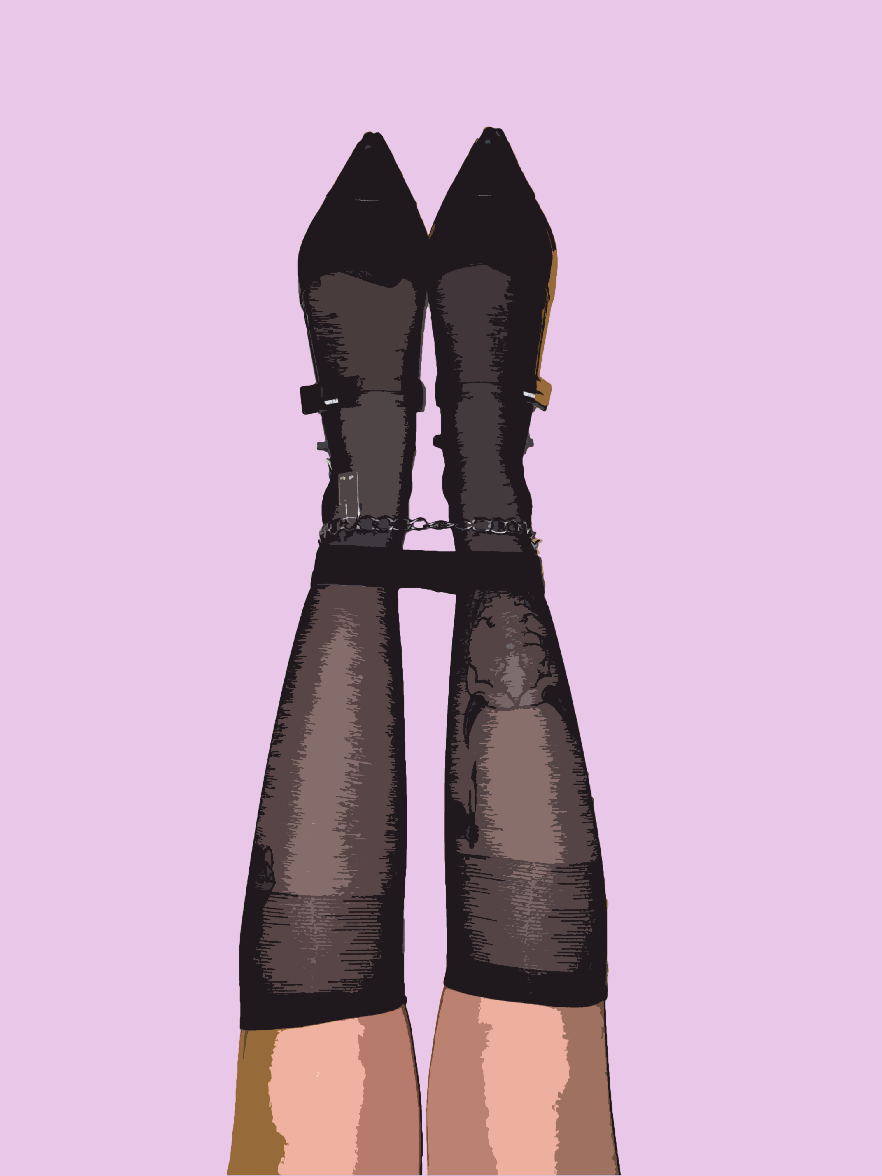Illustration of woman wearing stockings and ankle chains